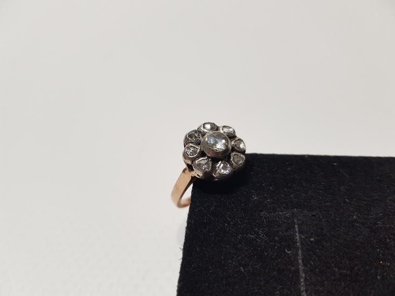 OSMANLI DÖNEMİ PAPATYA MODEL ELMAS TAŞLI ALTIN YÜZÜK