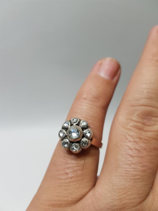 OSMANLI DÖNEMİ PAPATYA MODEL ELMAS TAŞLI ALTIN YÜZÜK