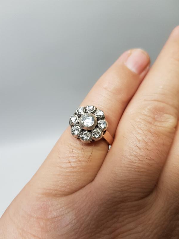 OSMANLI DÖNEMİ PAPATYA MODEL ELMAS TAŞLI ALTIN YÜZÜK