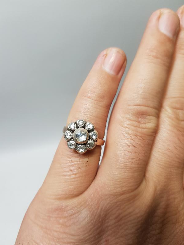 OSMANLI DÖNEMİ PAPATYA MODEL ELMAS TAŞLI ALTIN YÜZÜK