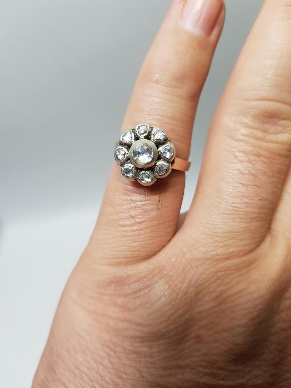 OSMANLI DÖNEMİ PAPATYA MODEL ELMAS TAŞLI ALTIN YÜZÜK