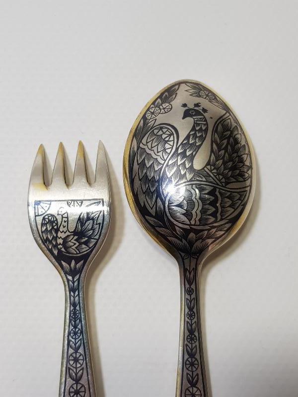 OSMANLI DÖNEMİ SAVATLI GÜMÜŞ ÇATAL - KAŞIK - BIÇAK SETİ