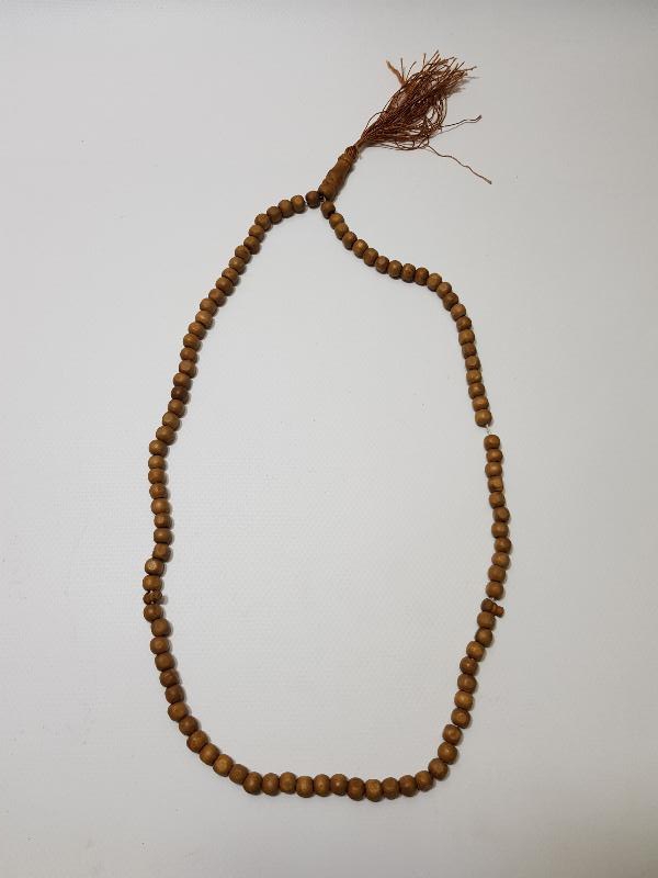 İMAMESİNDE KABE GÖRSELİ BULUNAN ESKİ HACI İŞİ AHŞAP TESBİH