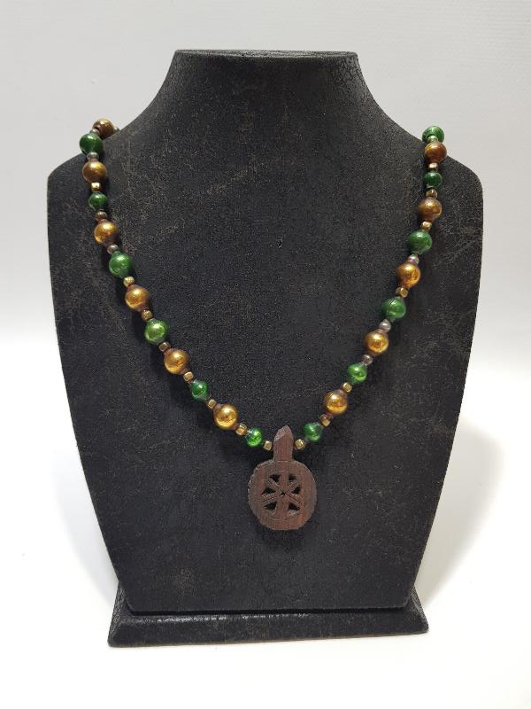 OSMANLI DÖNEMİ ALTIN YALDIZLI ÜFLEME CAM NADİR GERDANLIK