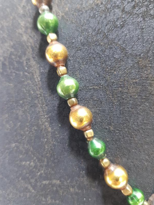 OSMANLI DÖNEMİ ALTIN YALDIZLI ÜFLEME CAM NADİR GERDANLIK