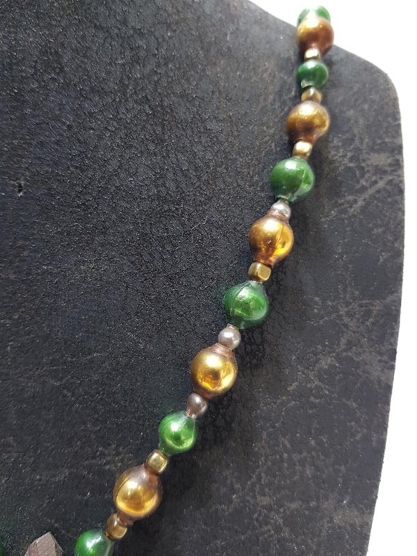 OSMANLI DÖNEMİ ALTIN YALDIZLI ÜFLEME CAM NADİR GERDANLIK