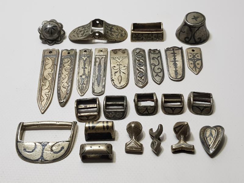 OSMANLI DÖNEMİ SAVATLI  GÜMÜŞ ÇERKES KEMERİ PARÇALARI