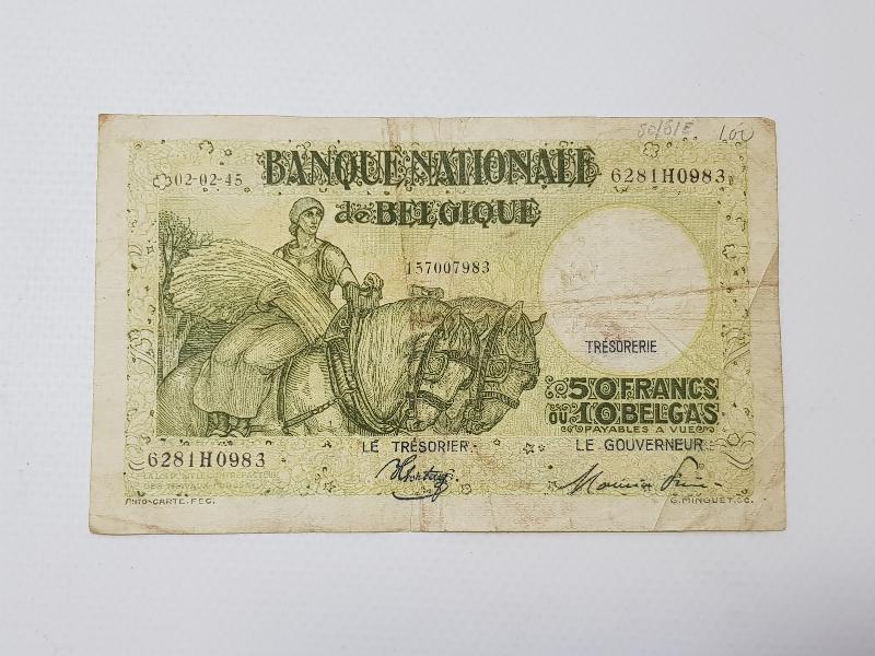 1945 BELÇİKA 50 FRANK KAĞIT PARA