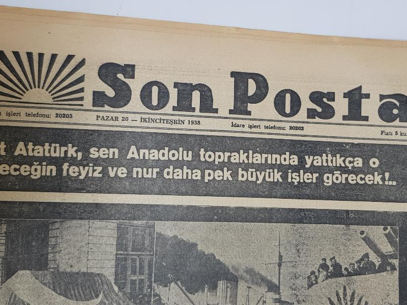 20 KASIM 1938 SON POSTA GAZETESİ - ATATÜRK'ÜN VEFAT HABERLERİ
