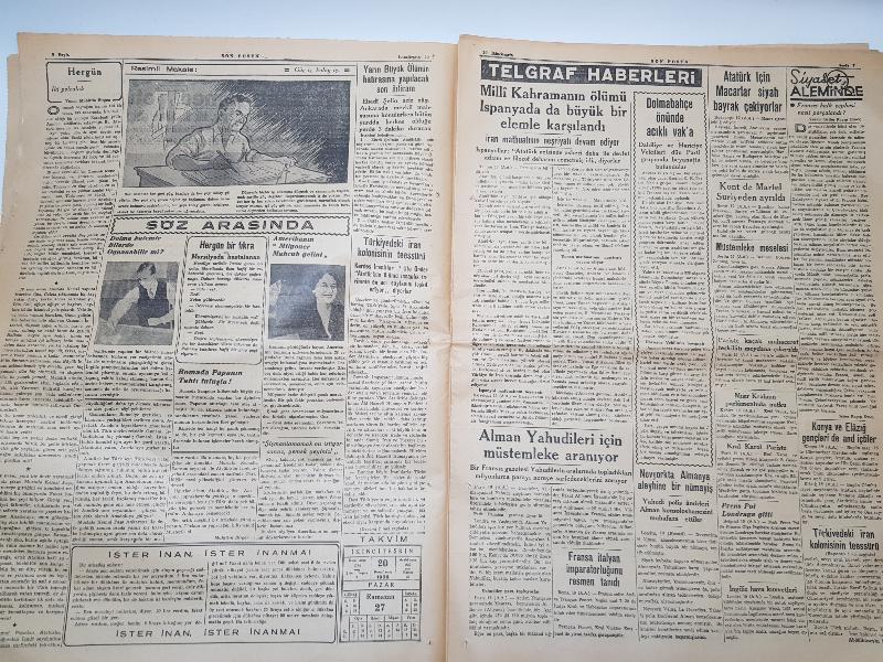 20 KASIM 1938 SON POSTA GAZETESİ - ATATÜRK'ÜN VEFAT HABERLERİ