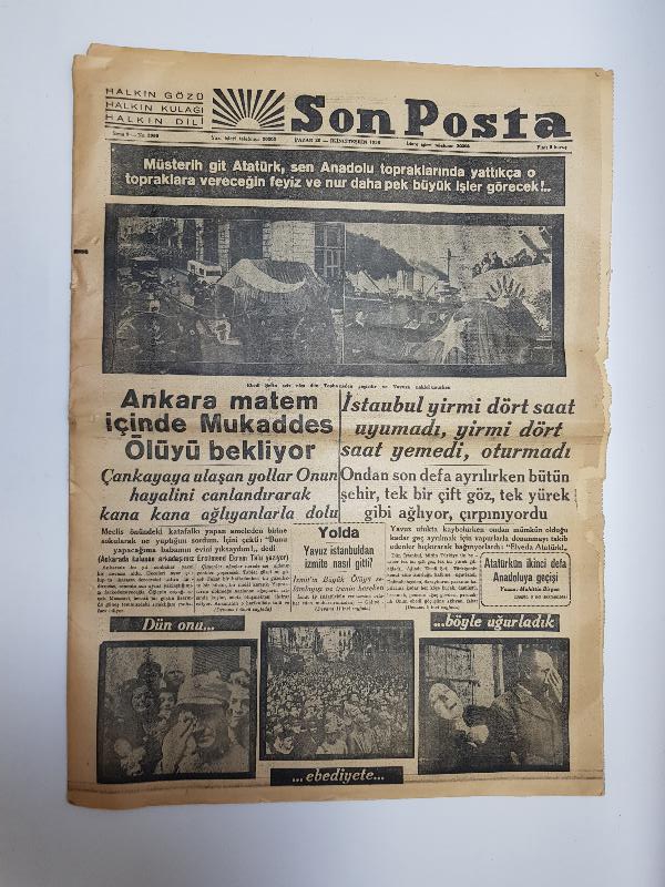 20 KASIM 1938 SON POSTA GAZETESİ - ATATÜRK'ÜN VEFAT HABERLERİ