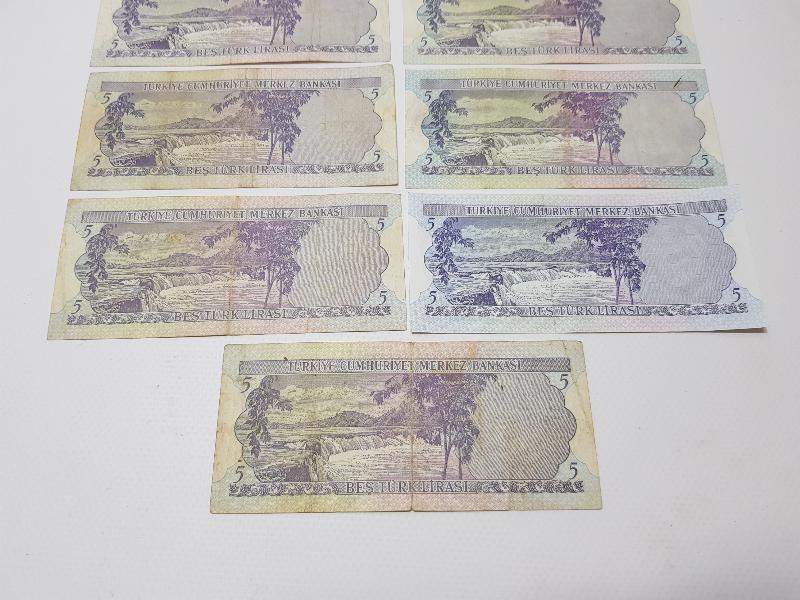 6. EMİSYON 5 LİRA KAĞIT PARA LOTU