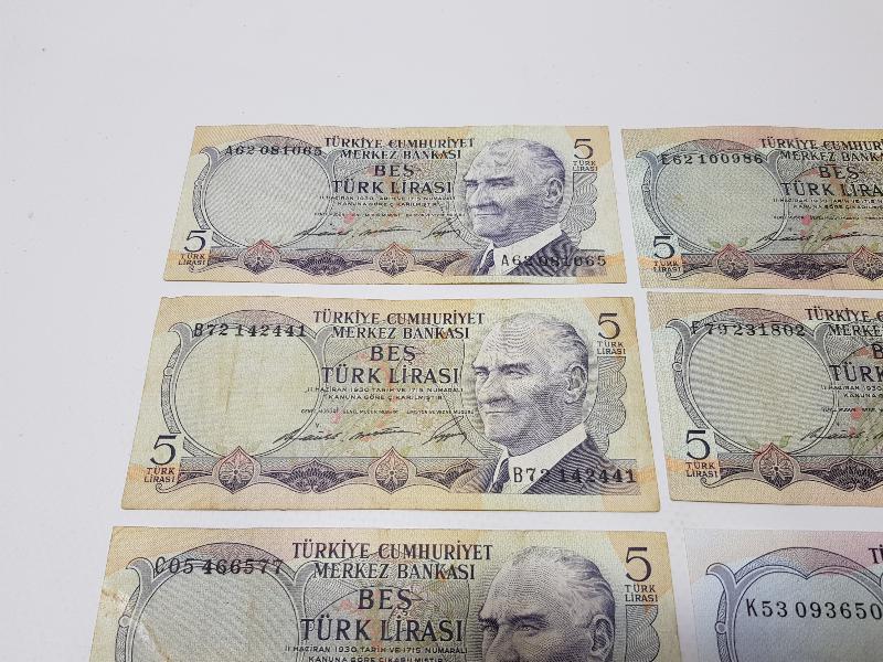 6. EMİSYON 5 LİRA KAĞIT PARA LOTU