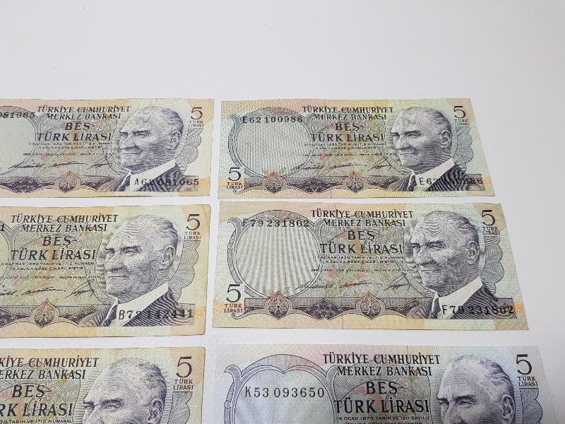 6. EMİSYON 5 LİRA KAĞIT PARA LOTU