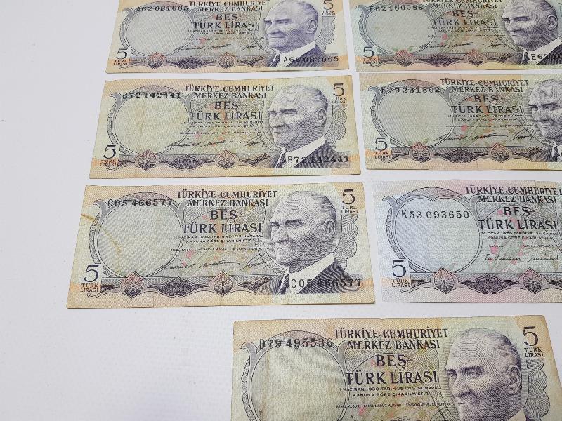 6. EMİSYON 5 LİRA KAĞIT PARA LOTU