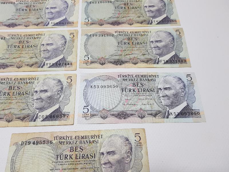 6. EMİSYON 5 LİRA KAĞIT PARA LOTU