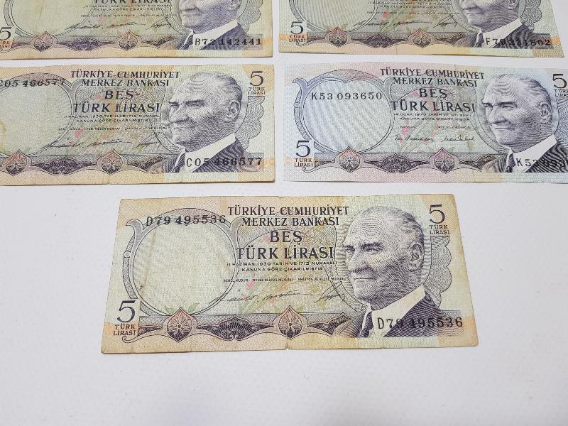 6. EMİSYON 5 LİRA KAĞIT PARA LOTU