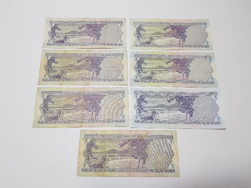 6. EMİSYON 5 LİRA KAĞIT PARA LOTU