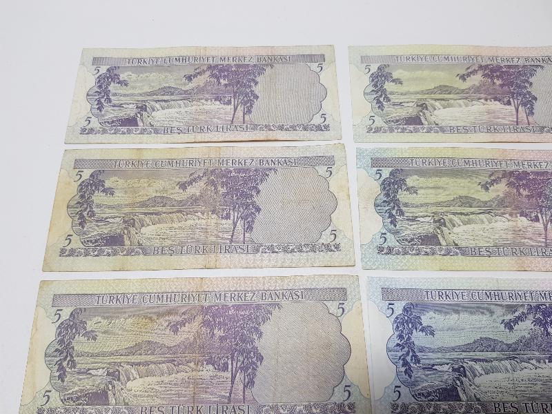 6. EMİSYON 5 LİRA KAĞIT PARA LOTU