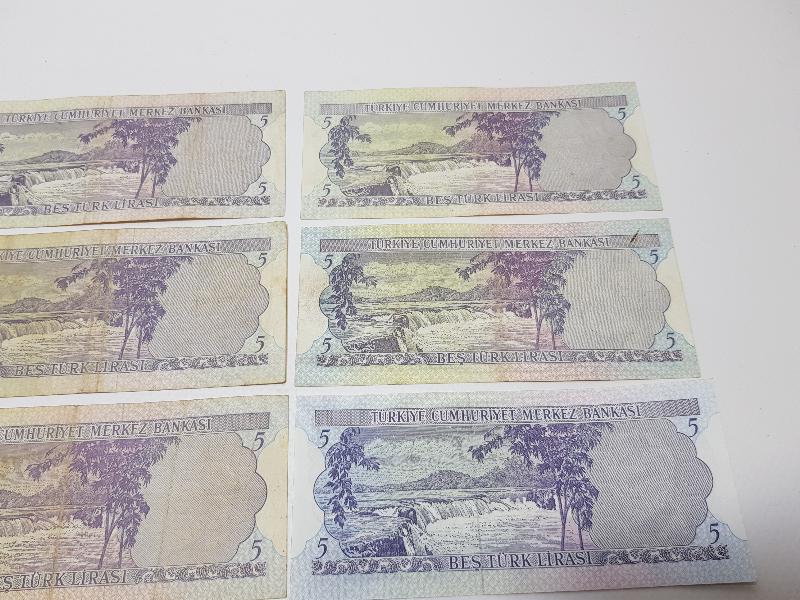 6. EMİSYON 5 LİRA KAĞIT PARA LOTU