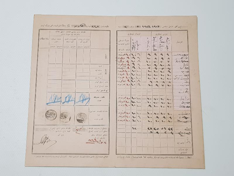 OSMANLI DÖNEMİ KADIKÖY LİSESİ ÖĞRENCİ KARNESİ