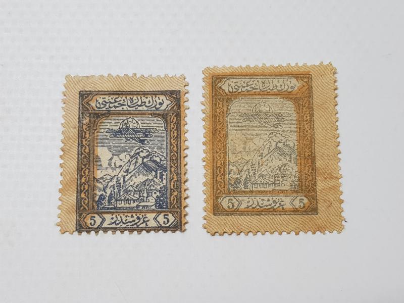 OSMANLICA TÜRK TAYYARE CEMİYETİ İKİ ADET NADİR PUL