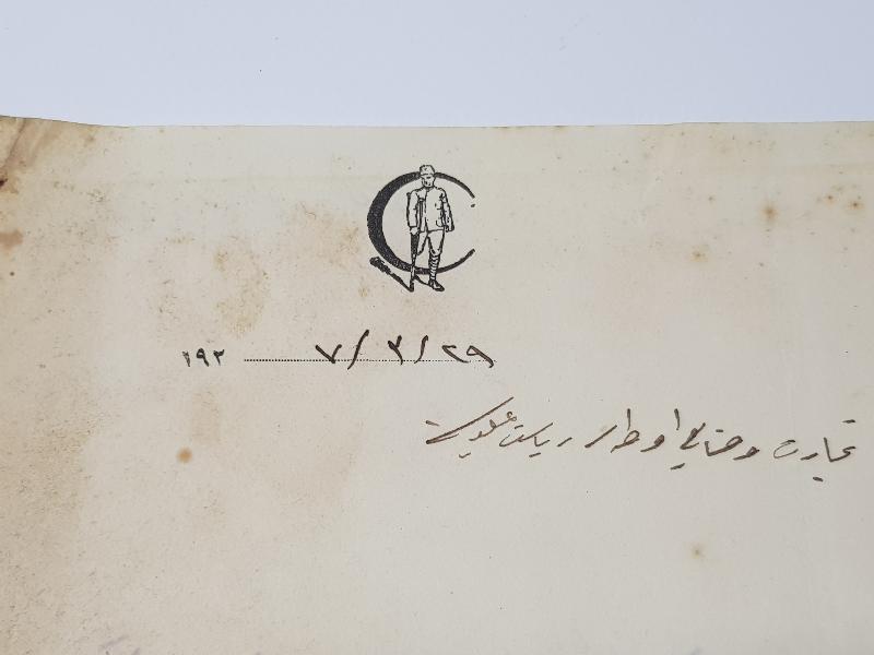 OSMANLICA MALÜL GAZİLER CEMİYETİ ANTETLİ EVRAK