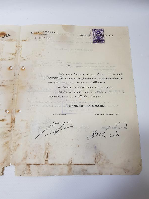 OSMANLICA 1926 TARİHLİ OSMANLI BANKASI EVRAK