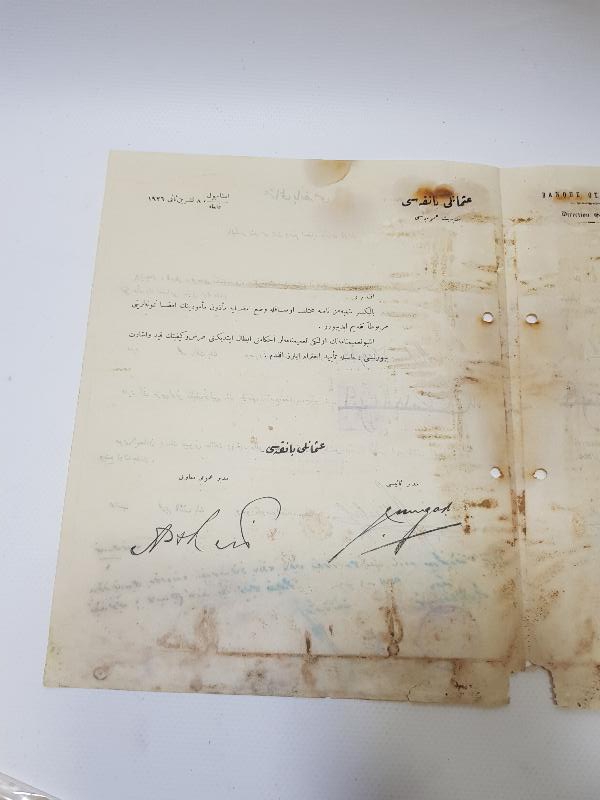 OSMANLICA 1926 TARİHLİ OSMANLI BANKASI EVRAK