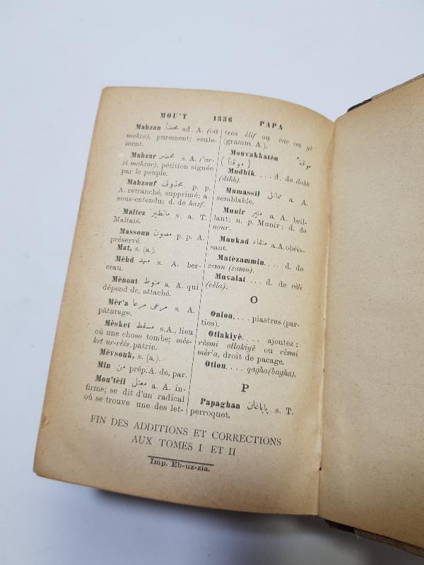 OSMANLI DÖNEMİ TÜRKÇE FRANSIZCA SÖZLÜK