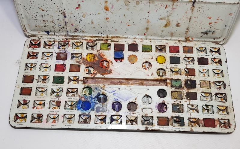 EĞİTİM TARİHİ: İNGİLİZ MALI BÜYÜK BOY SULU BOYA KUTUSU