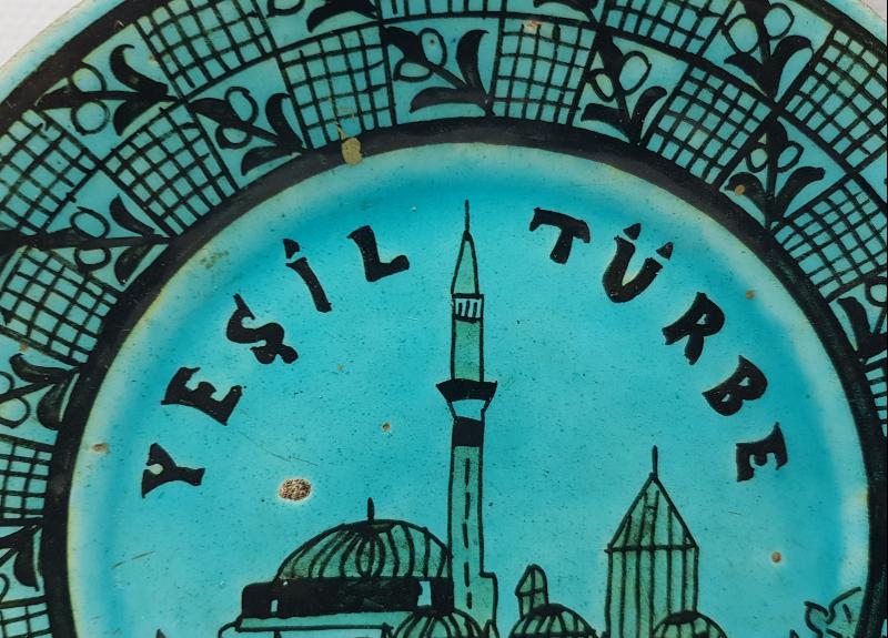 BURSA YEŞİL TÜRBE RESİMLİ KÜTAHYA TABAK