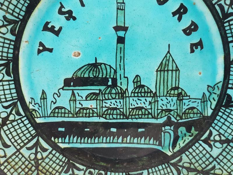 BURSA YEŞİL TÜRBE RESİMLİ KÜTAHYA TABAK