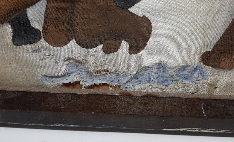 OSMANLI DÖNEMİ DEVE GÜREŞİ TEMALI EL BOYAMA İPEK PANO