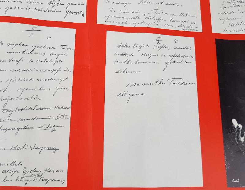 ATATÜRK'ÜN EL YAZISI İLE 10. YIL NUTKUNUN ASLI PANOSU