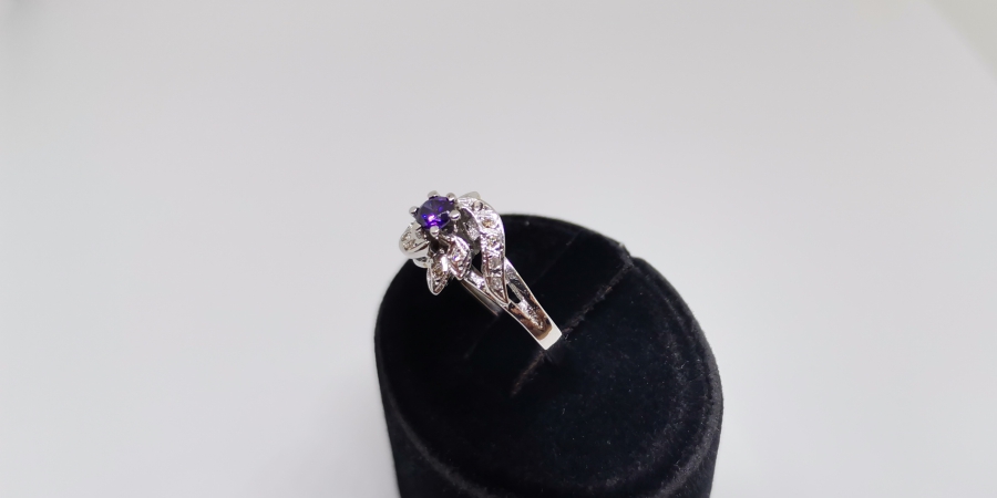 AMETİST VE PIRLANTA TAŞLI DALLI MODELLİ YÜZÜK