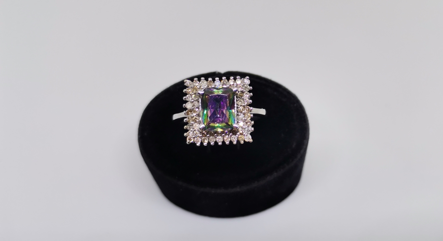 KÖK AMETİST VE PIRLANTA TAŞLI YÜZÜK