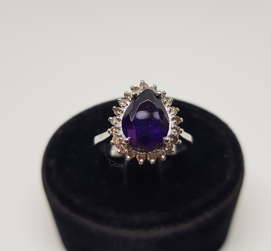 DAMLA MODEL AMETİST VE PIRLANTA TAŞLI YÜZÜK