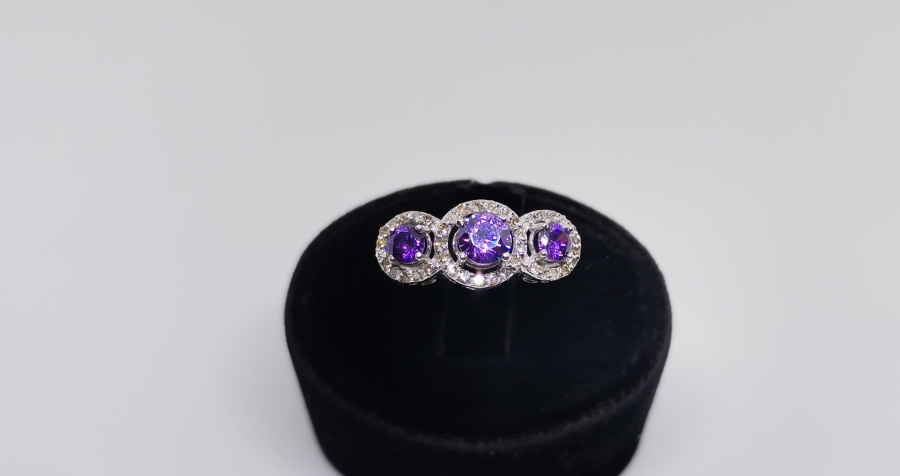 AMETİS VE PIRLANTA TAŞLI YÜZÜK