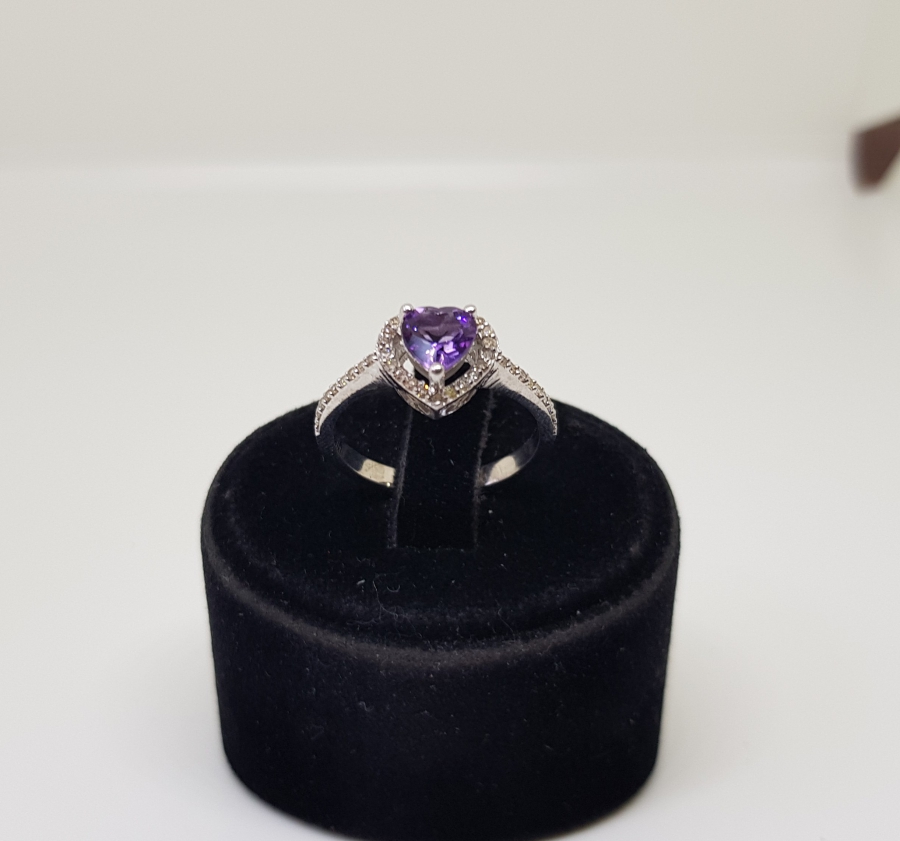KALPLİ MODEL PIRLANTA VE AMETİST TAŞLI YÜZÜK