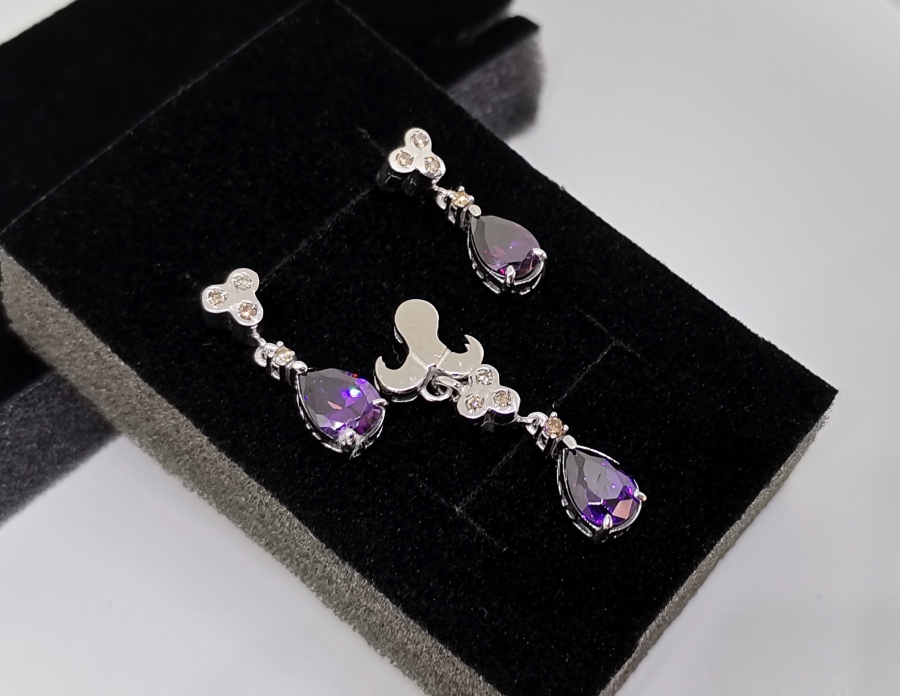 AMETİST VE PIRLANTA TAŞLI KOLYE YÜZÜK KÜPE TAKIMI