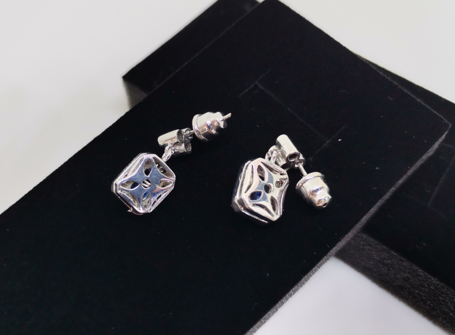 SAFİR VE PIRLANTA TAŞLI BÜYÜK BOY KÜPE