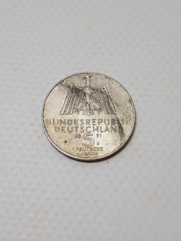 1971 ALMANYA GÜMÜŞ 5 MARK ALBRECHT DÜRER HATIRA PARA