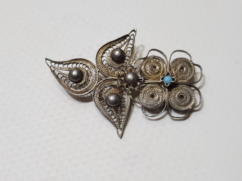 ANTİKA TELKARİ GÜMÜŞ BROŞ