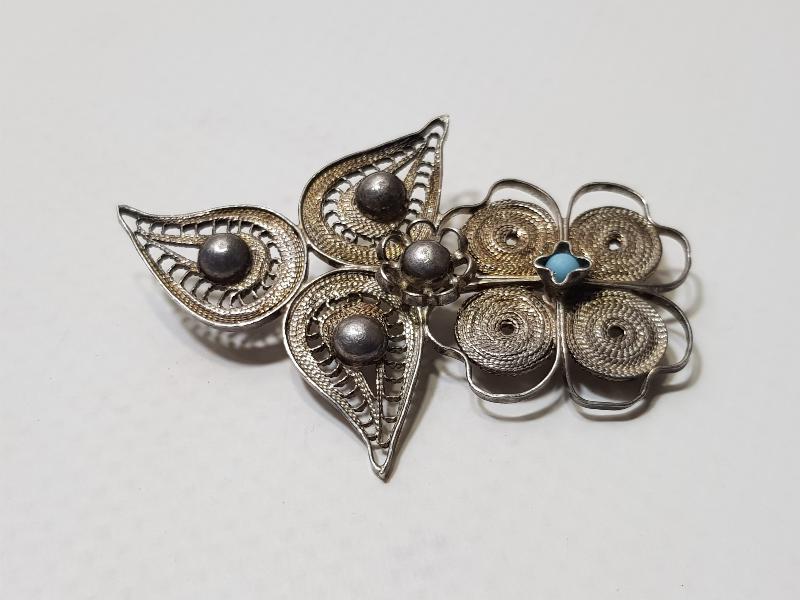 ANTİKA TELKARİ GÜMÜŞ BROŞ