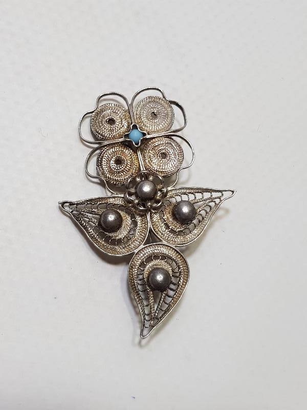 ANTİKA TELKARİ GÜMÜŞ BROŞ