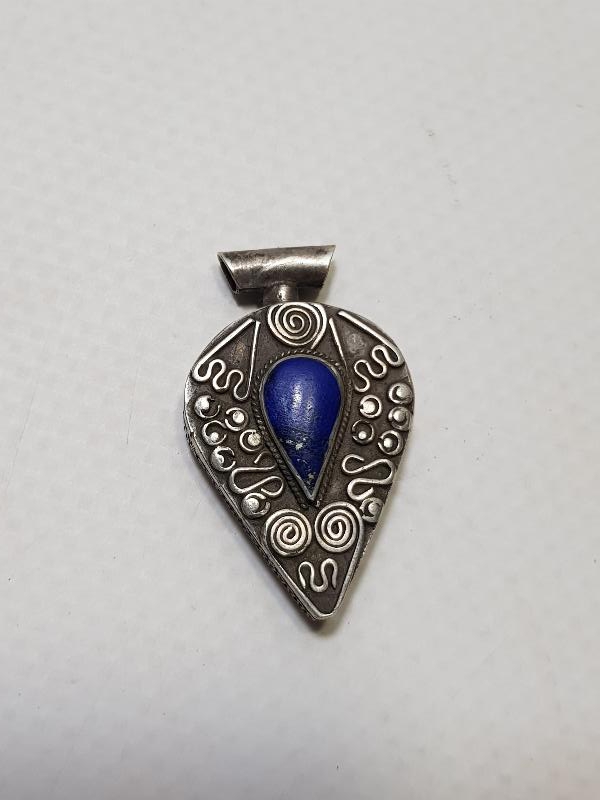 LAPİS LAZULİ TAŞLI GÜMÜŞ KOLYE UCU