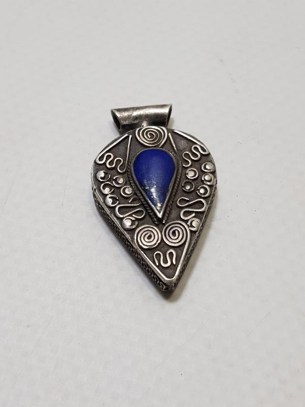 LAPİS LAZULİ TAŞLI GÜMÜŞ KOLYE UCU