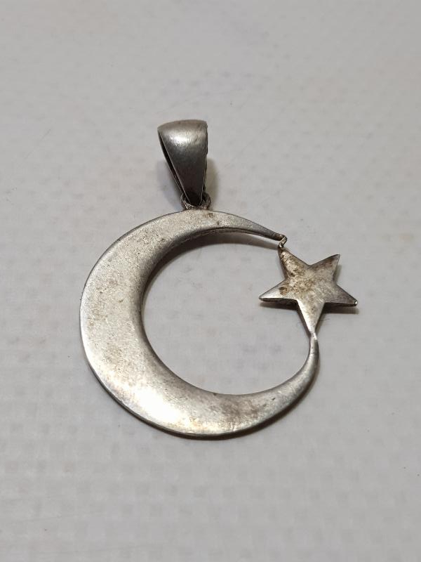 AY YILDIZ FORMLU GÜMÜŞ KOLYE UCU