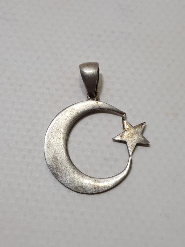 AY YILDIZ FORMLU GÜMÜŞ KOLYE UCU